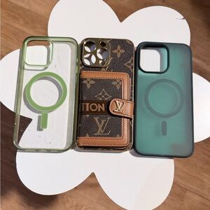 iPhone 15 Pro Max cases. Green and Brown Phone Case Set